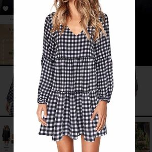 Long sleeve gingham dress
